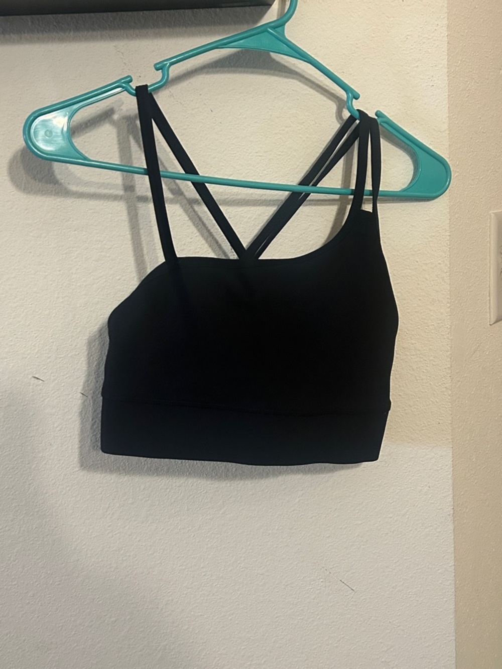 Kyodan Black Asymmetrical Double-Strap Ribbed Sports Bralette